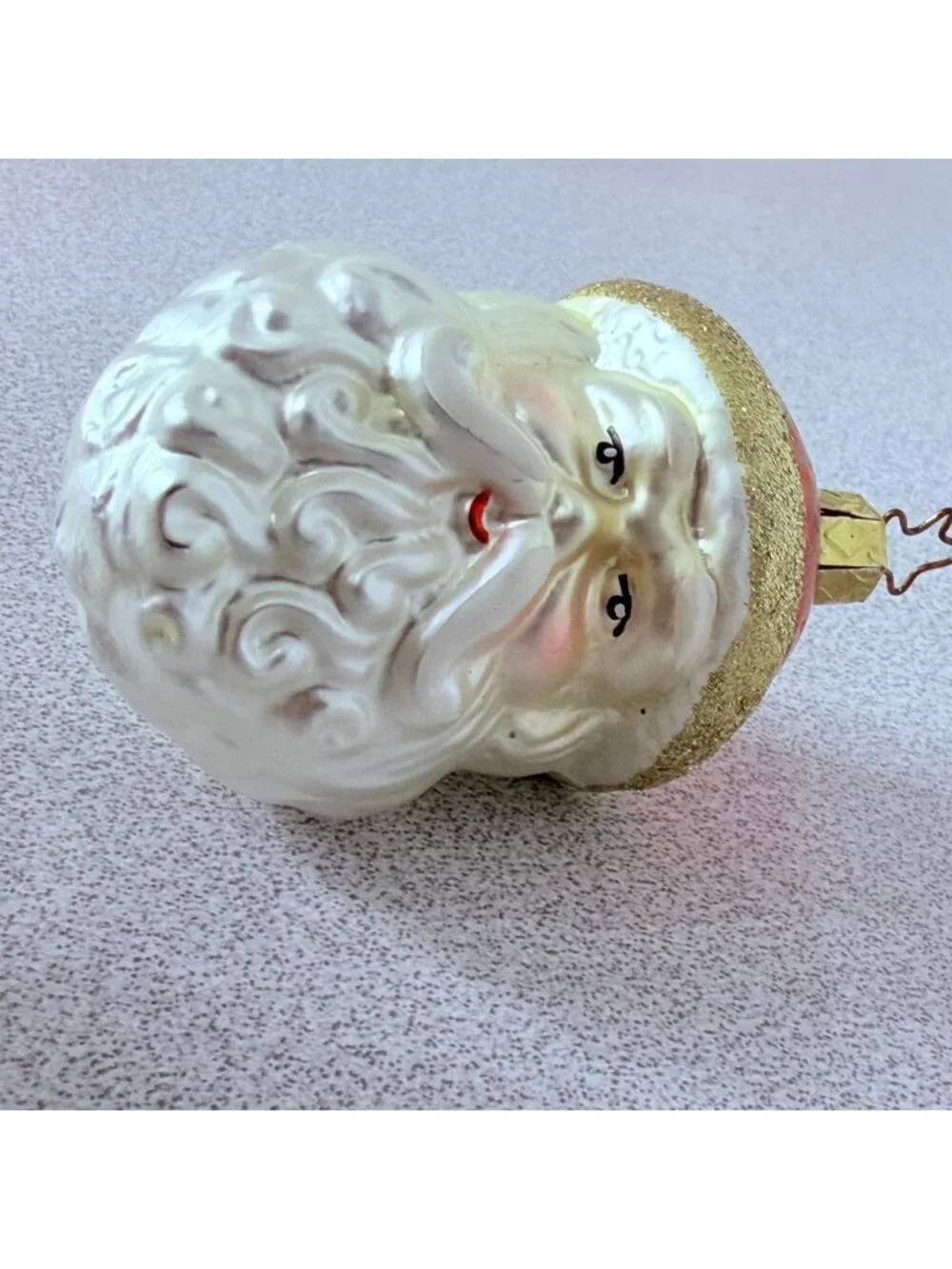 Germany Blown Glass Santa Claus Head Ornament Christmas Vintage Hand-Painted 4